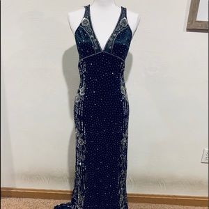 Beaded black gown with train - fully embellished